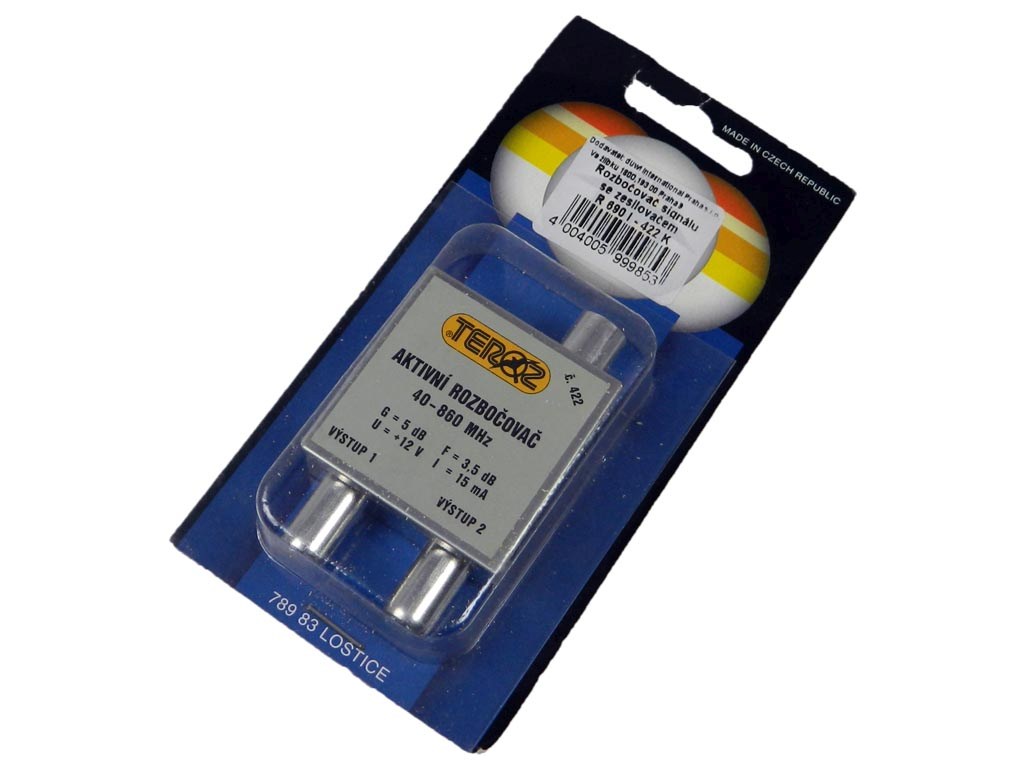 anténní rozbočovač aktivní TV s 2 výstupy TEROZ č.422