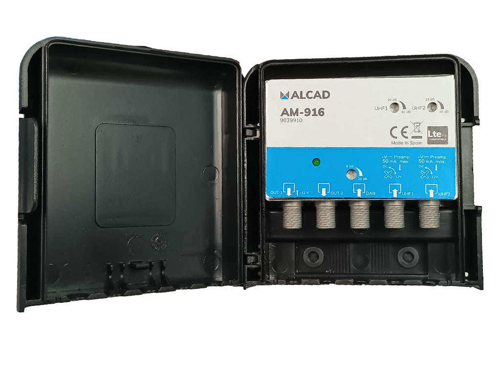 anténní zesilovač ALCAD AM-916  3x vstup UHF1 + UHF2 + DAB, LTE700