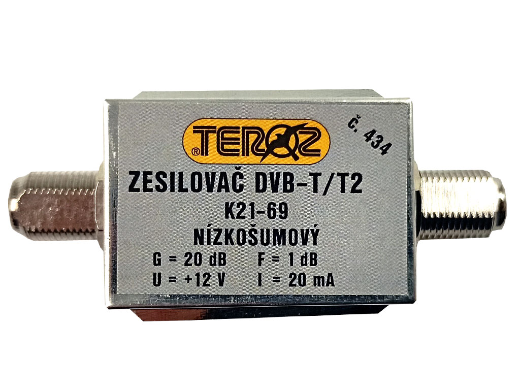 anténní zesilovač DVB-T / DVB-T2 20dB TEROZ č.434 F