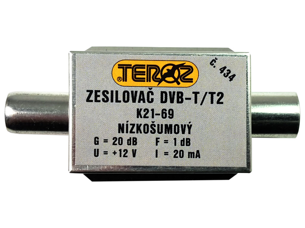 anténní zesilovač DVB-T / DVB-T2 20dB TEROZ č.434 IEC