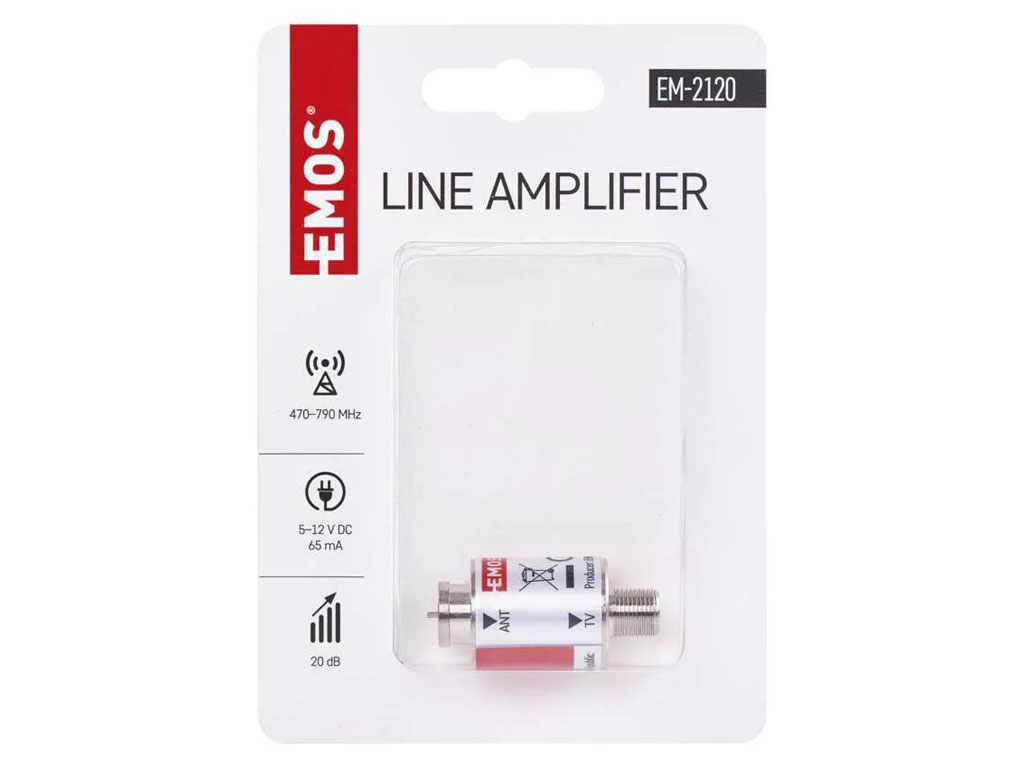 antenní zesilovač linkový AMP-20 20dB pro DVB-T / DVB-T2