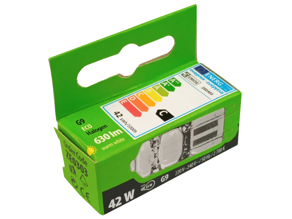 žárovka halogenová G9 230V 42W ECO čirá, patice G9